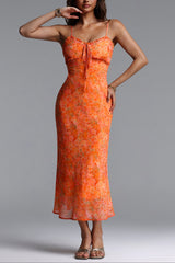 Ienee Sleeveless Ruffle Floral Print Woven Maxi Dress