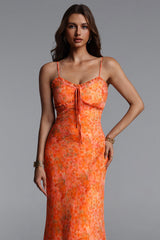 Ienee Sleeveless Ruffle Floral Print Woven Maxi Dress