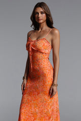 Ienee Sleeveless Ruffle Floral Print Woven Maxi Dress