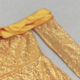 ONE SHOULDER SPLIT THIGH SEQUIN MAXI DRESS