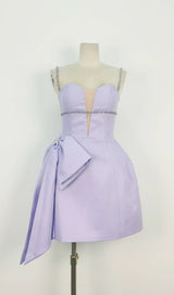 CANDANCE LILAC RHINESTONES SPAGHETTI STRAP MINI DRESS