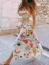 molly Linen pattern tank top midi sundress