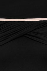 megan ruched Knit patchwork maxi dress in black