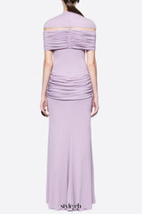 megan ruched Knit patchwork maxi dress in Purple