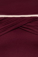 megan ruched Knit patchwork maxi dress in Sangria Red