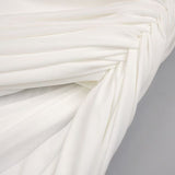 Wanda White Strapless Ruched Asymmetrical Midi Dress