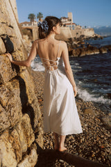 gloria flower detail strapless maxi dress - white