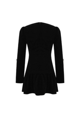 xaviera rhinestone embellishment velvet mini dress in black