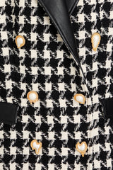 novia black Double-breasted houndstooth wool-blend tweed blazer