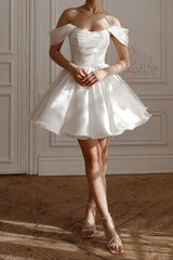 molly Detachable Straps mini Dress in Light Ivory