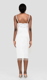 CRYSTALLISED MIDI DRESS IN IVORY