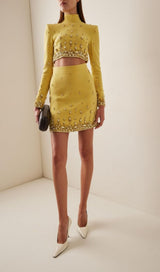 Crystal-Embellished Suit Set In Yellow