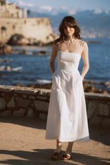 gloria flower detail strapless maxi dress - white