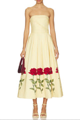 leona Satin Floral print Off-Shoulder Midi Dress
