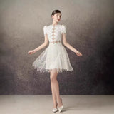 Henrietta Ivory Sequin Mini Dress with Mesh Panels