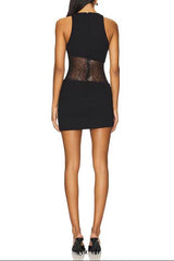 shirley Sleeveless sequin twist bodycon mini dress in black