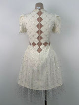 Henrietta Ivory Sequin Mini Dress with Mesh Panels