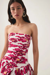 nancy Violette Bubble Hem Maxi Dress in pale red