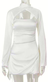 SATIN MINI DRESS IN IVORY