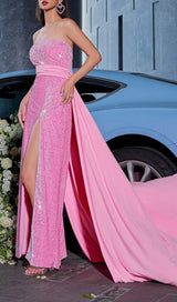 PINK SEQUIN MAXI DRESS