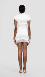BODYCON V NECK MINI DRESS IN WHITE