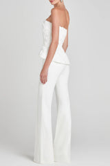 georgia 3d flower top pants set in white