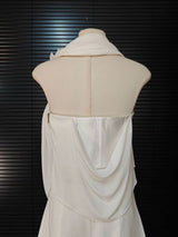 Meeri White Halter Drape Top & Wide-Leg Pants Set