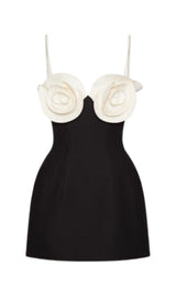 SLEEVELESS FLOWER SPLICE TIGHT BANDAGE MINI DRESS