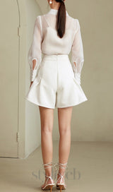 WHITE MESH TWO-PIECE SUIT