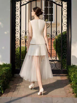 Karima Neutral 3D Petal Top & Skirt Set