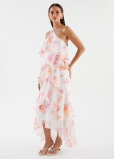 floral print layerHalter Maxi Dress - Pink Floral