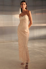 iris Lace sequin backless maxi dress in pink