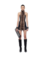 eartha Strapless Mesh Furry Mini Dress