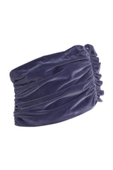 purple Asymmetrical cropped top velvet skirt two-piece set