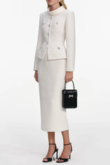 michaelia Cream Boucle Tailored Midi Dress set