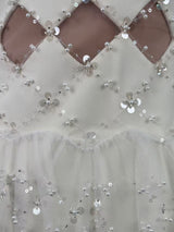 Henrietta Ivory Sequin Mini Dress with Mesh Panels