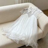 Blair Babydoll Sheer Pleated Tulle Dress with Lace Collar