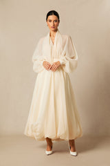 Lilly Deep V Neck Puff Sleeve Maxi Dress