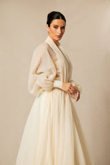 Lilly Deep V Neck Puff Sleeve Maxi Dress