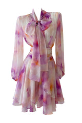 teresa Pink Floral puff sleeve Mini Dress