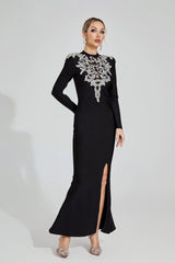 karen Black Diamond pattern Bandage maxi Dress