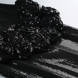 vivien off-shoulder sequin prom maxi dress in black