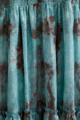 kristin Teal Printed Tiered Ruffle Maxi Dress - green