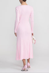 apphia Pink Contrast Lace Knit Midi Dress