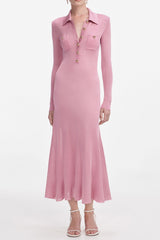 dominic Pink Viscose Knit Midi Dress
