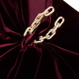 yvette Burgundy Velvet Embellished Mini Dress