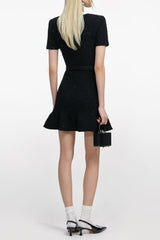 tammy Black Floral Textured Knit Mini Dress