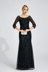 sarah black Diamond embellished tulle Maxi Dress