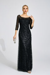 sarah black Diamond embellished tulle Maxi Dress