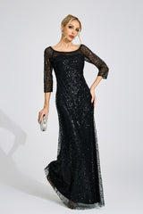 sarah black Diamond embellished tulle Maxi Dress